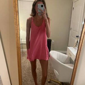Pink Sleeveless Dress with Pockets
